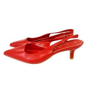 Beach by Matisse Grazia Slingback Kitten Heels Pointed Toe Cherry Red Pumps Sz 7